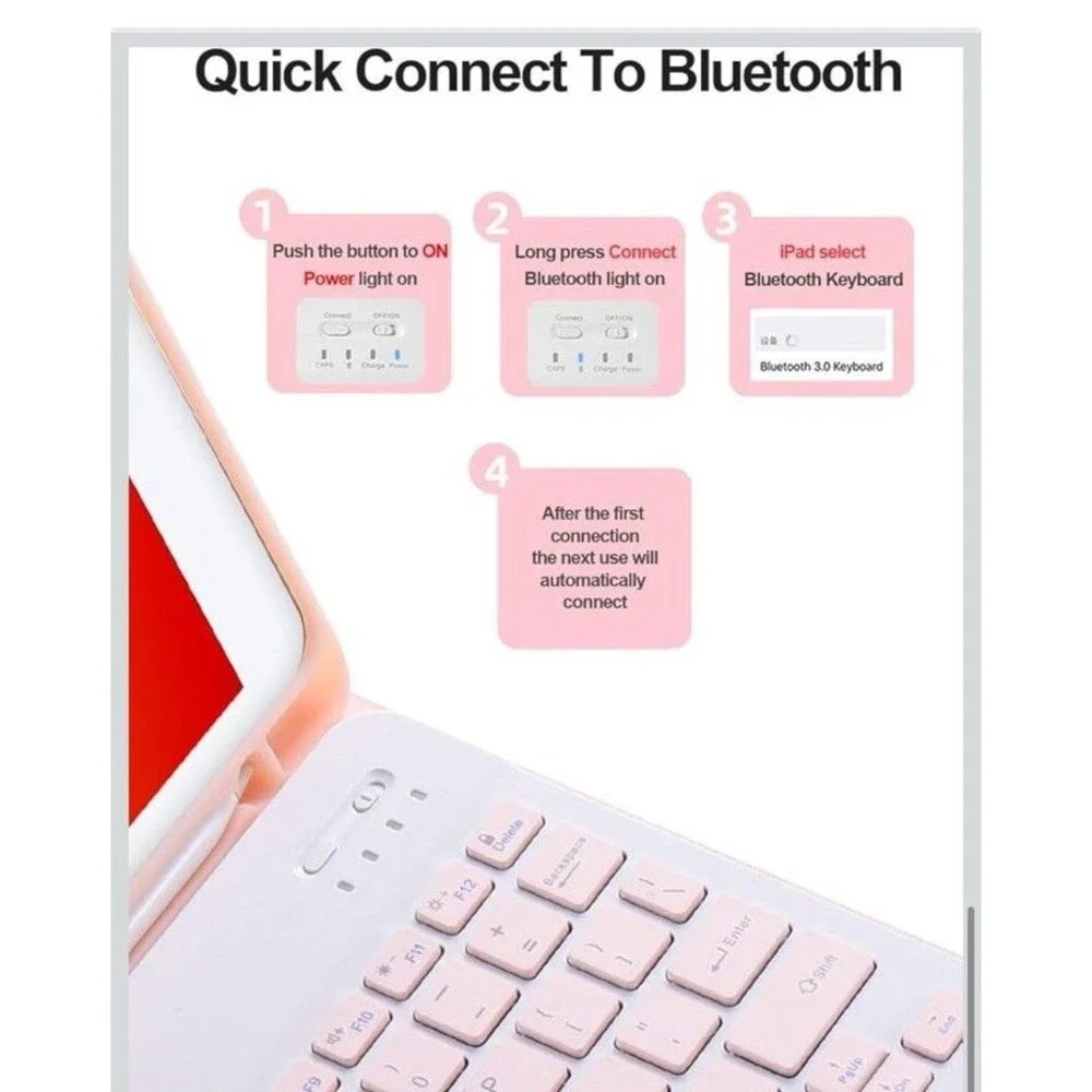 for iPad 11th (A16, 2025) / 10th Generation Case with Keyboard, Mouse and Pink